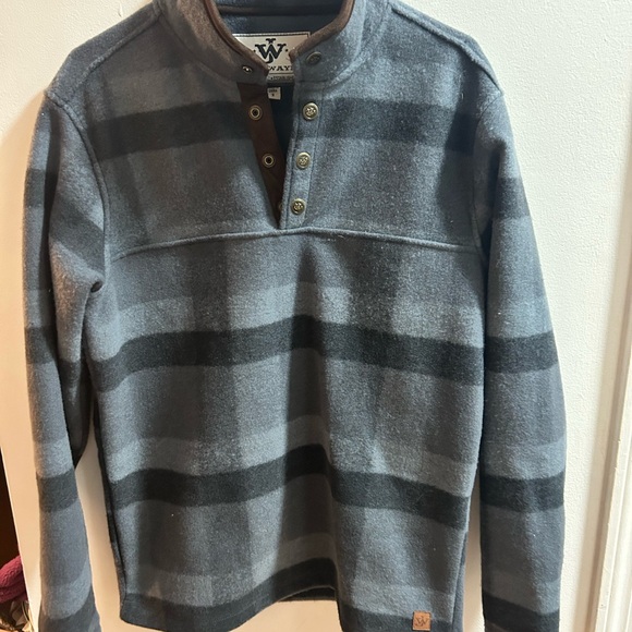 John Wayne Gray Black Quarter Button Fleece Jacket Sz Small - Picture 1 of 3